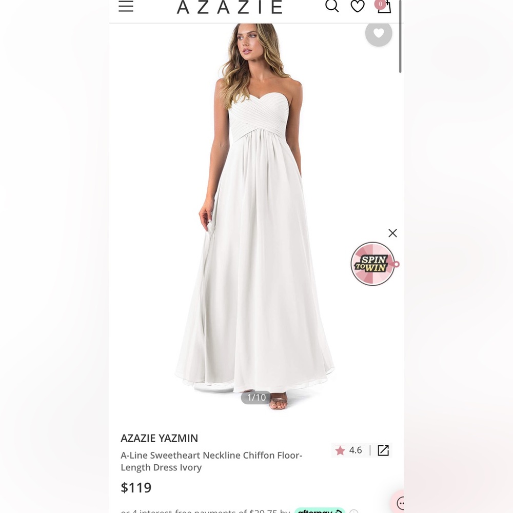 Azazie white maxi dress - yasmin (color getting retired!!!) sz 14 (L)